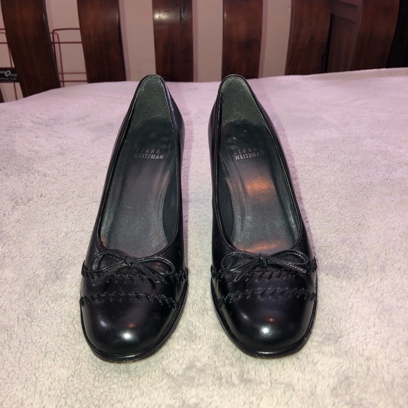 Stuart Weitzman Shoes - STUART WEITZMAN Black Leather Pump Heel Shoes Sz 5.5 M